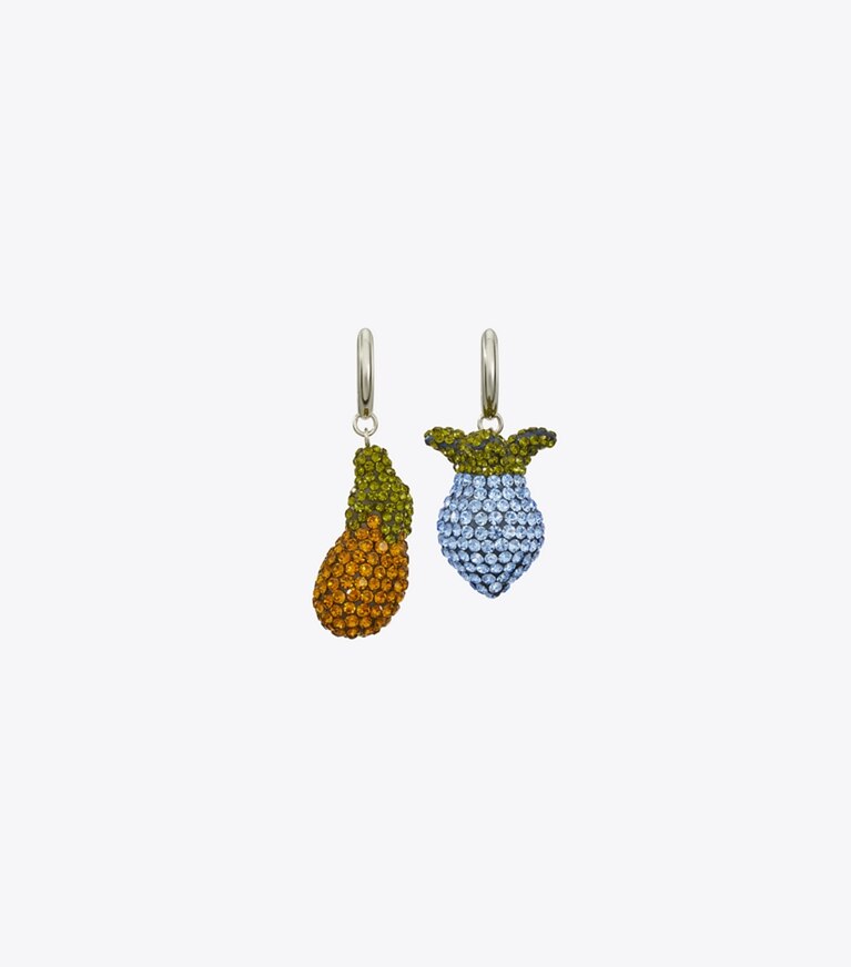 Tory Burch designer boucles d'oreilles Boucles d'oreilles légumes Curiosity dans Light Blue / Orange détails