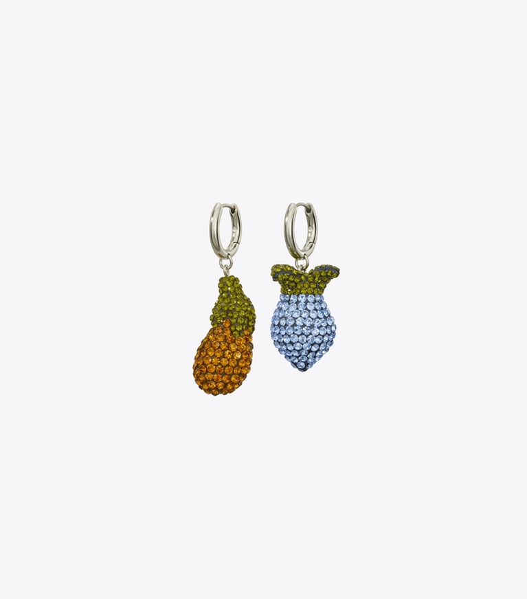 Tory Burch designer boucles d'oreilles Boucles d'oreilles légumes Curiosity dans Light Blue / Orange de face