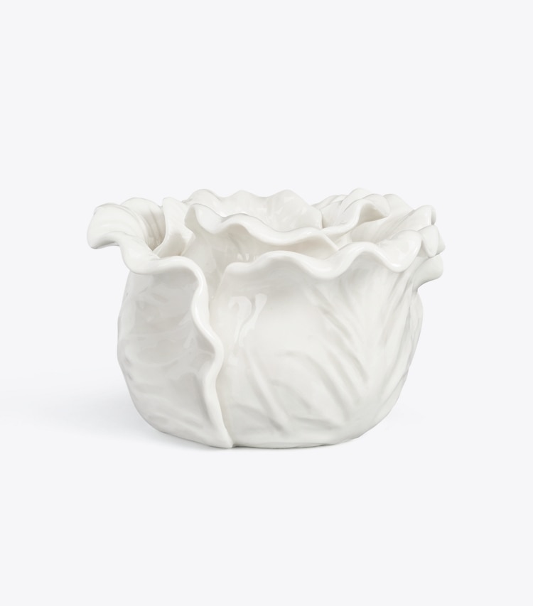 Tory Burch designer vaisselle Bougeoir Collection Lettuce, lot de 2 dans White de face