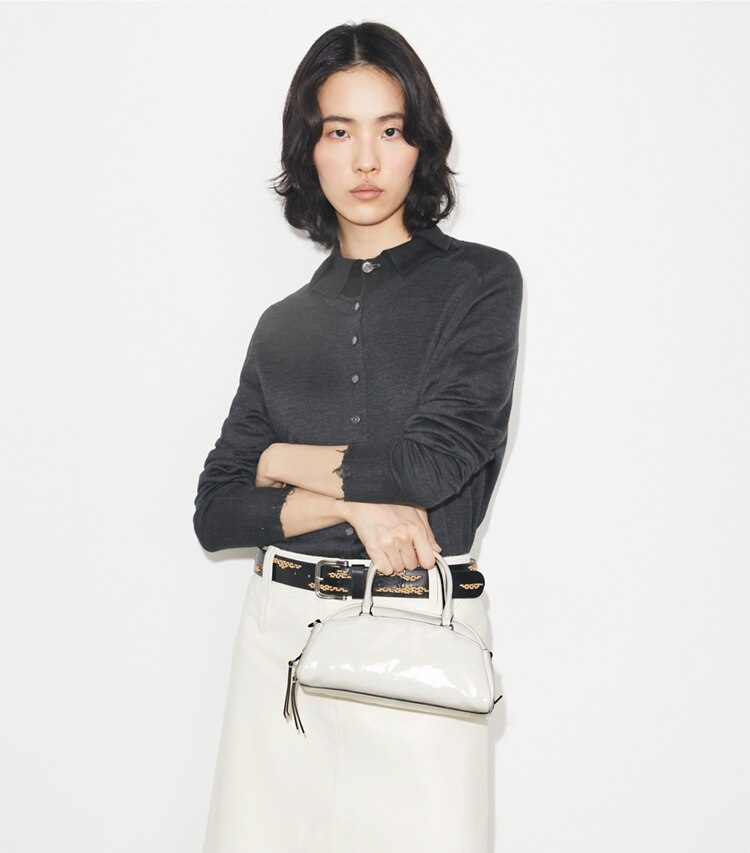 Tory Burch diseñador bolsos bandolera Bowler pequeño en Bianco adicional en modelo