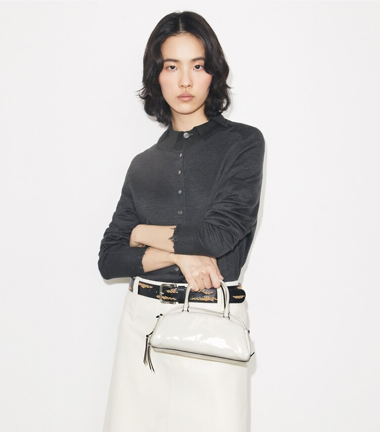 Tory Burch diseñador bolsos bandolera Bowler pequeño en Bianco adicional en modelo