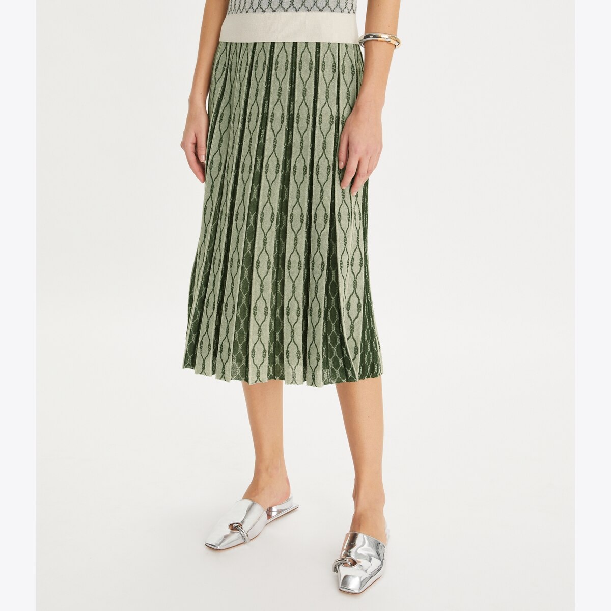 Box Pleated Jacquard Skirt: Women's Designer Bottoms | Tory