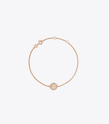Tory Burch designer bracciali Bracciale a catena Icon con pavé in Rose Gold / Crystal front