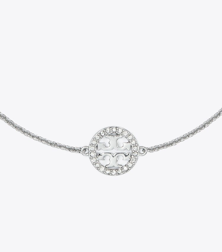 Tory Burch designer bracciali Bracciale a catena Miller con pavé in Tory Silver / Crystal dettaglio