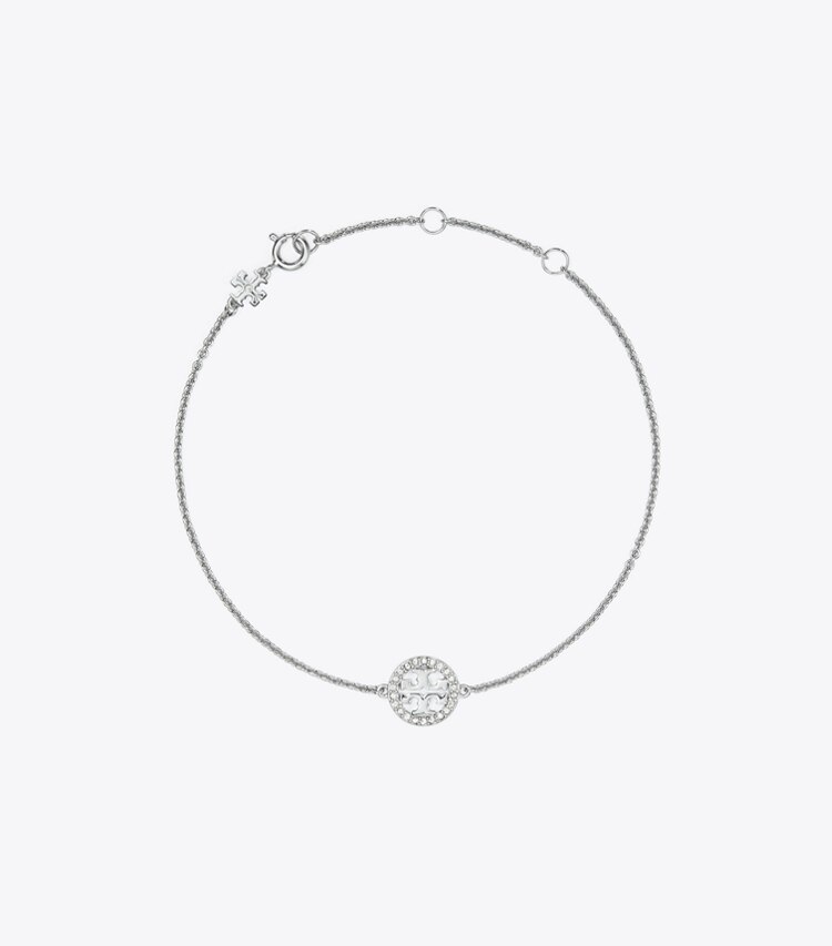Tory Burch designer bracciali Bracciale a catena Miller con pavé in Tory Silver / Crystal front
