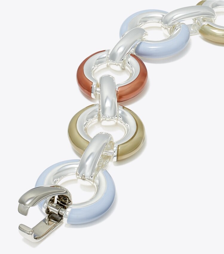 Tory Burch designer bracciali Bracciale a catena Pierced in Light Silver / Multi dettaglio