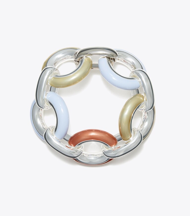 Tory Burch designer bracciali Bracciale a catena Pierced in Light Silver / Multi front