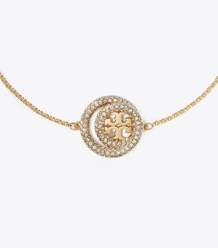 Tory Burch designer bracciali Bracciale a doppio anello Icon con pavé in Tory Gold / Crystal dettaglio