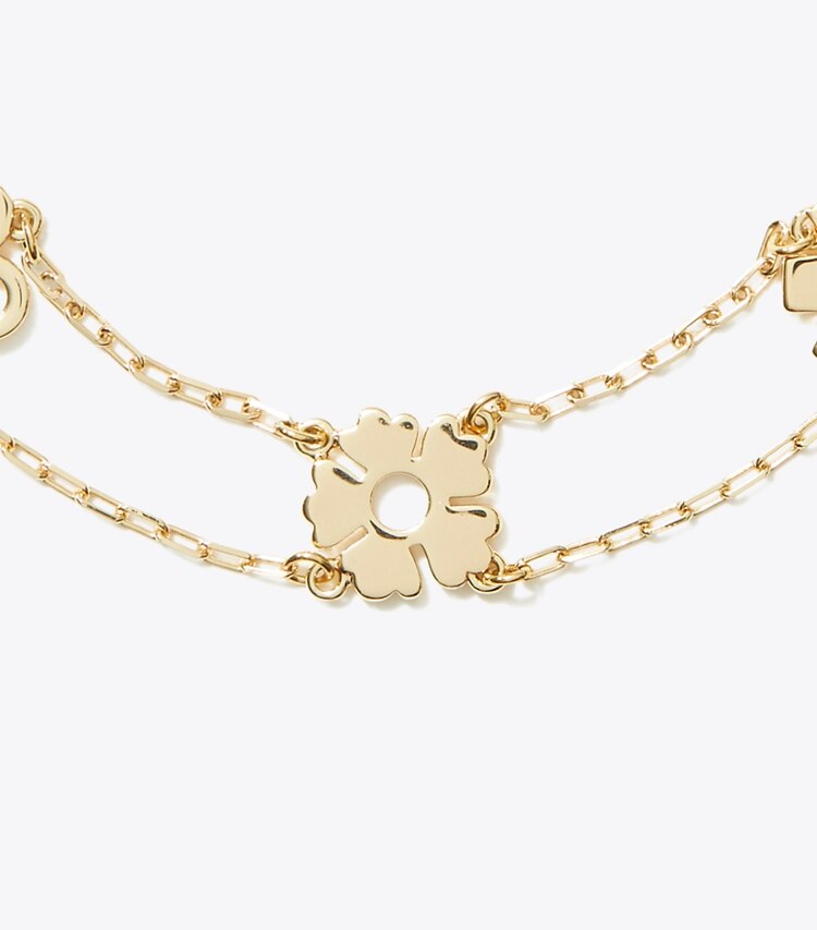 Tory Burch designer bracciali Bracciale a due fili Forget Me Not in Tory Gold dettaglio