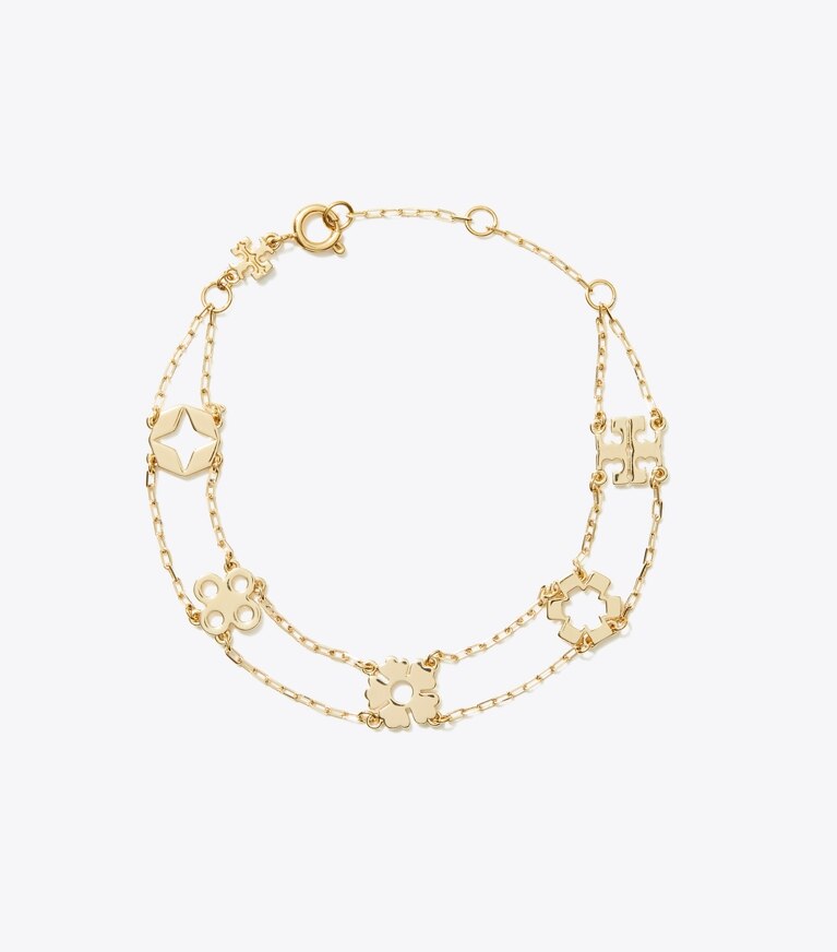 Tory Burch designer bracciali Bracciale a due fili Forget Me Not in Tory Gold front