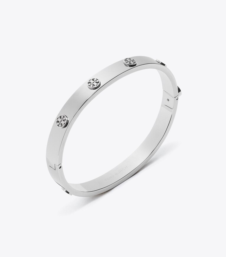 Tory Burch designer bracciali Bracciale con cerniera Icon in Tory Silver dettaglio