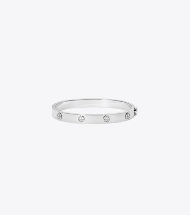 Tory Burch designer bracciali Bracciale con cerniera Icon in Tory Silver front