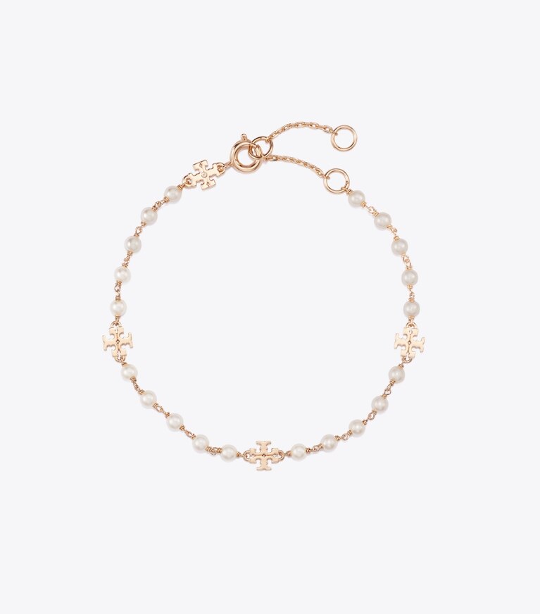 Tory Burch designer bracciali Bracciale con perla Moondance in Tory Gold / Cream front