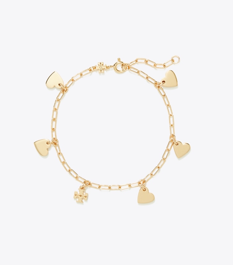 Tory Burch designer bracciali Bracciale Curiosity Heart in Tory Gold front