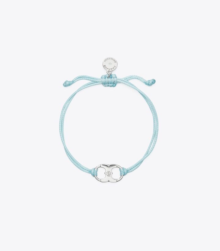 Tory Burch designer bracciali Bracciale Embrace Ambition in Tory Silver / Light Blue front