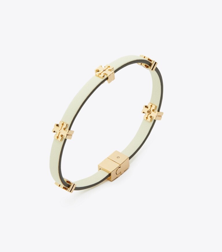 Tory Burch designer bracciali Bracciale Icon Bio in Tory Gold / Warm White dettaglio