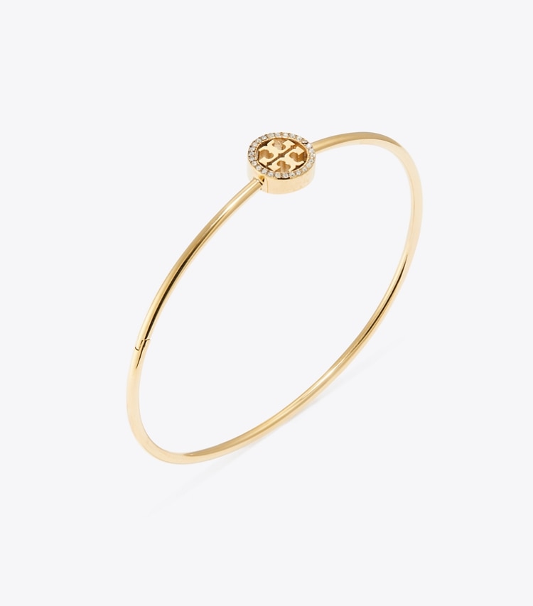 Tory Burch designer bracciali Bracciale Icon con cerniera e pavé in Tory Gold / Crystal dettaglio