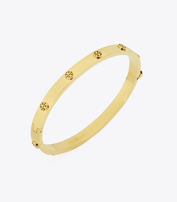 Tory Burch designer bracciali Bracciale Icon con piastra con borchia da 5 mm in Tory Gold dettaglio