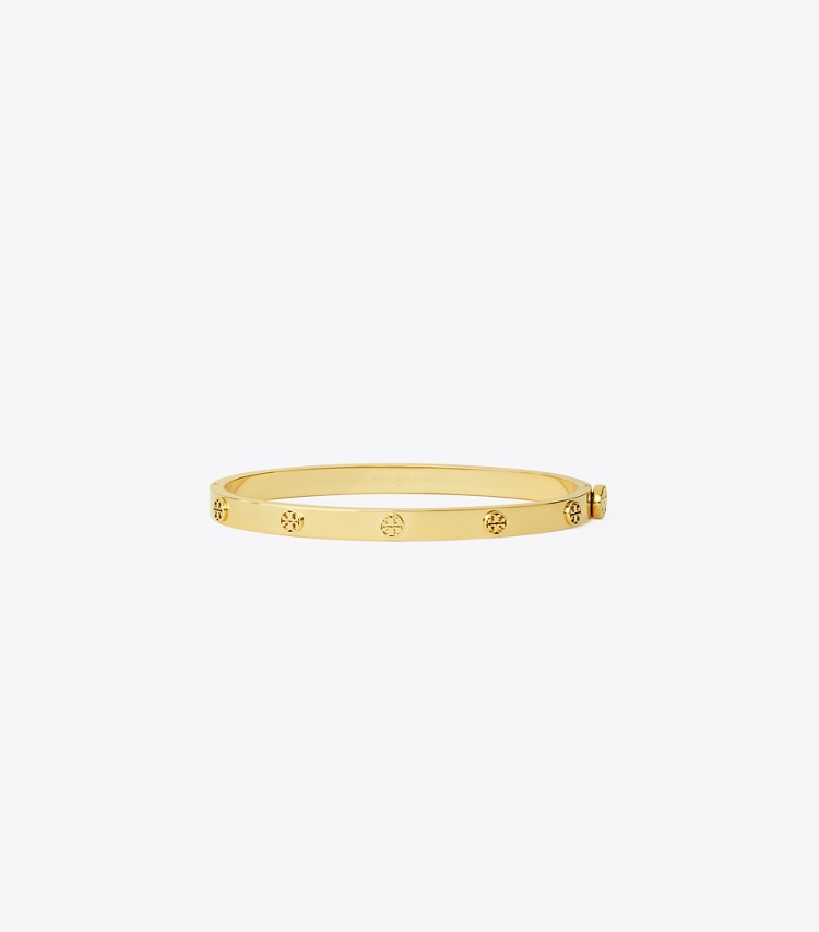 Tory Burch designer bracciali Bracciale Icon con piastra con borchia da 5 mm in Tory Gold front