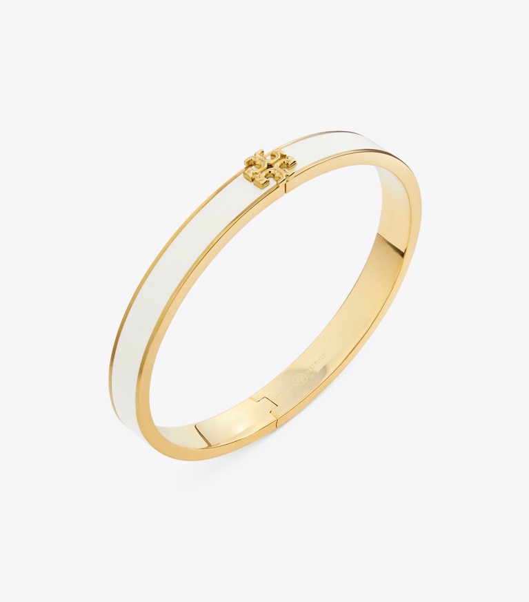 Tory Burch designer bracciali Bracciale Icon medio smaltato in Tory Gold / New Ivory front