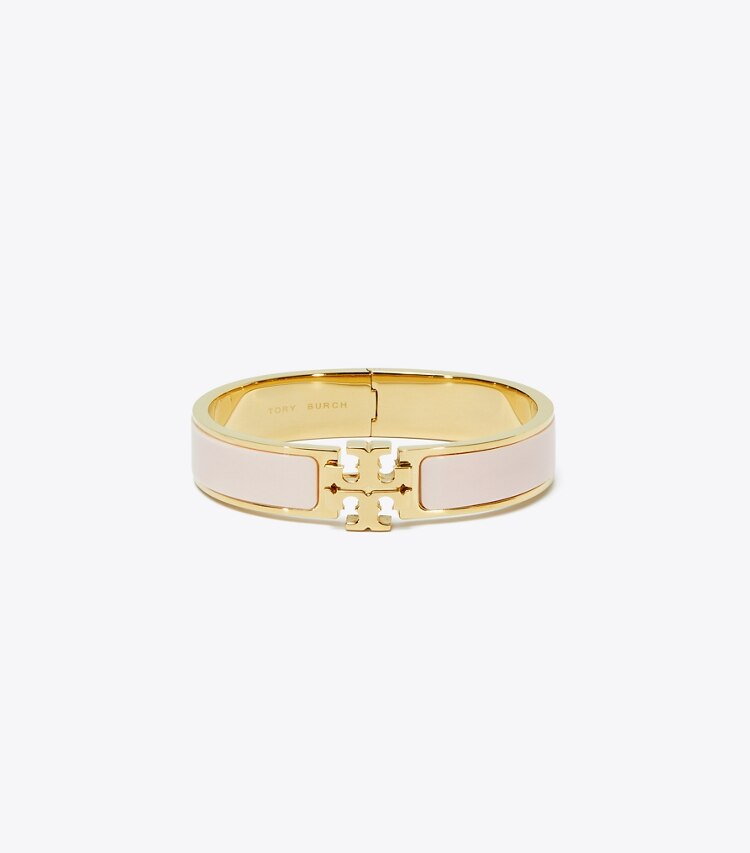 Tory Burch designer bracciali Bracciale Icon smaltato in Tory Gold / Ballet Pink front