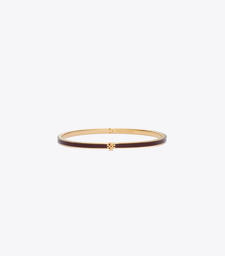 Tory Burch designer bracciali Bracciale Icon sottile smaltato in Tory Gold / Burgundy front