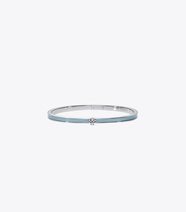 Tory Burch designer bracciali Bracciale Icon sottile smaltato in Tory Silver / Sky front