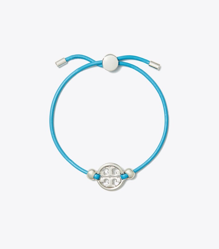 Tory Burch designer bracciali Bracciale Miller con chiusura a scorrimento in Tory Silver / Blue front