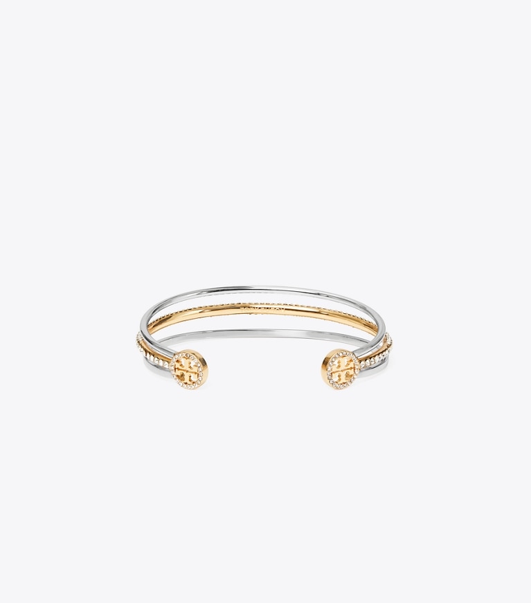 Tory Burch designer bracciali Bracciale pavé Icon in Tory Silver / Tory Gold / Crystal front