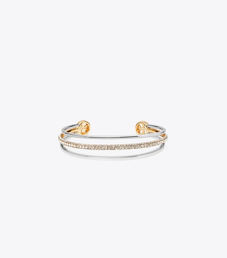 Tory Burch designer bracciali Bracciale pavé Icon in Tory Silver / Tory Gold / Crystal front