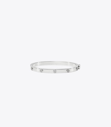 Tory Burch designer bracciali Bracciale sottile con cerniera Icon in Tory Silver front