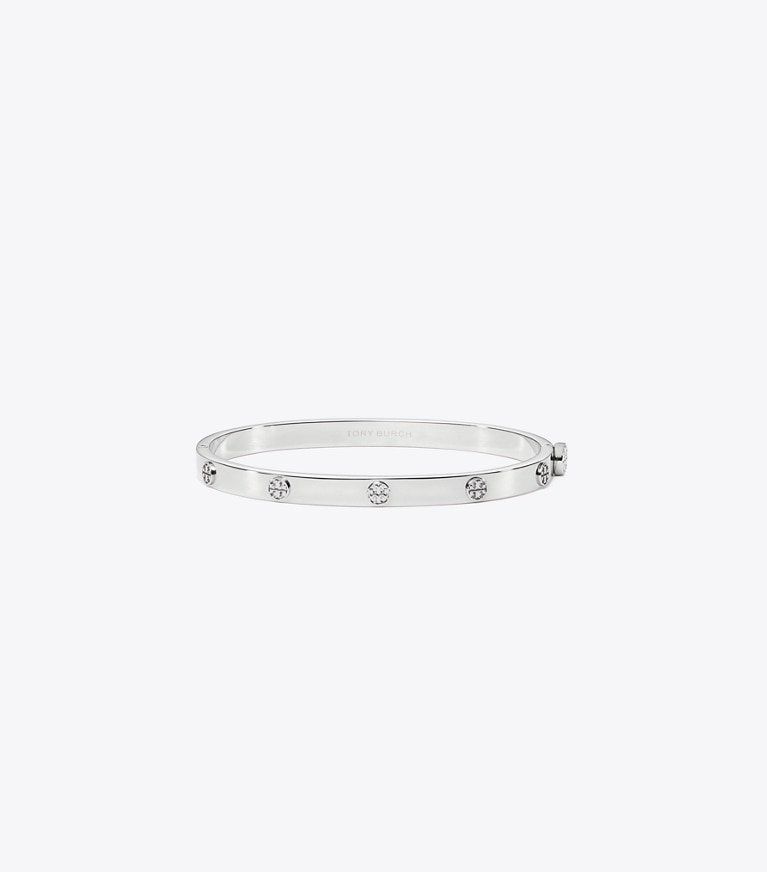 Tory Burch designer bracciali Bracciale sottile con cerniera Icon in Tory Silver front