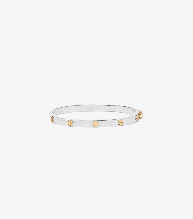 Tory Burch designer bracciali Bracciale sottile con cerniera Icon in Tory Silver / Tory Gold front