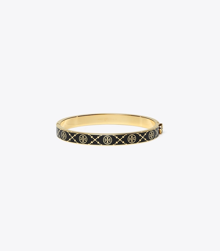 Tory Burch designer bracciali Bracciale T Monogram con piastra in Tory Gold / Black front