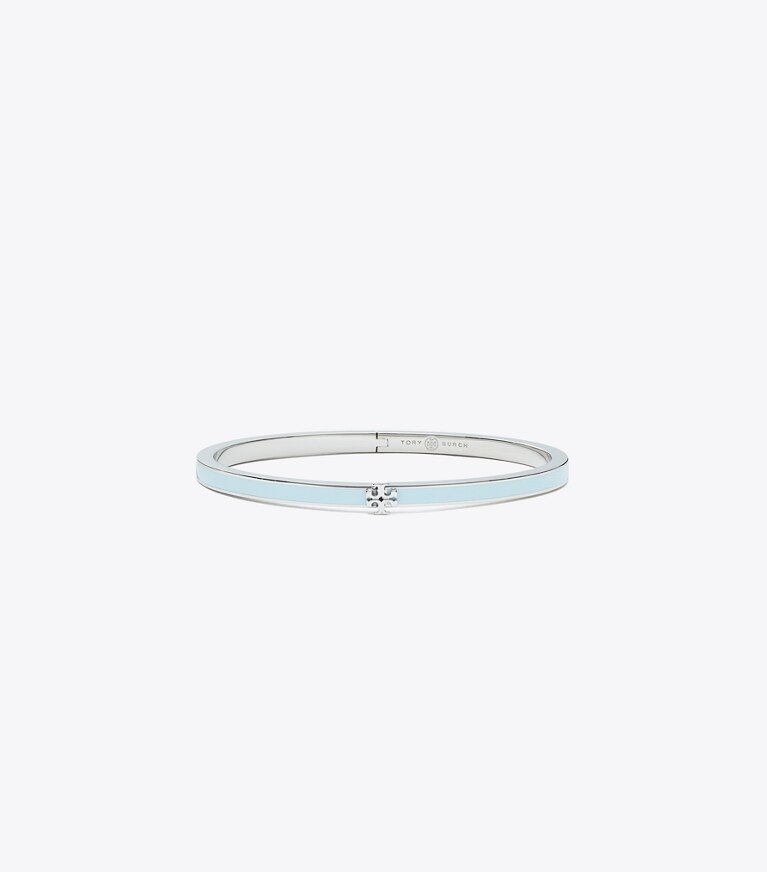 Tory Burch designer bracciali Braccialetto Icon smaltato a trama sottile in Tory Silver / Blue front