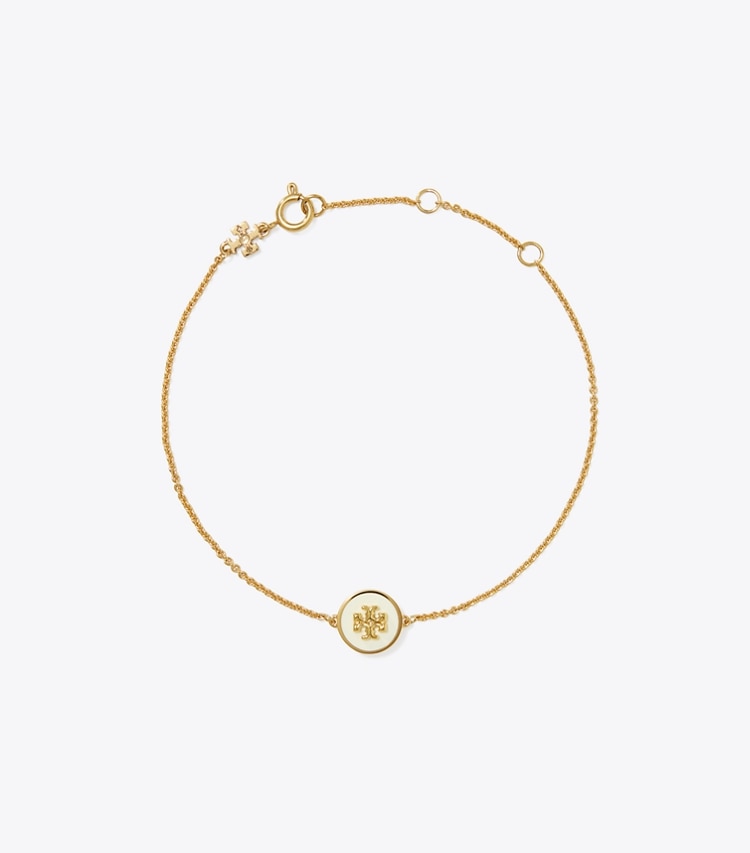 Tory Burch designer bracciali Braccialetto Kira smaltato a catena in Tory Gold / New Ivory front