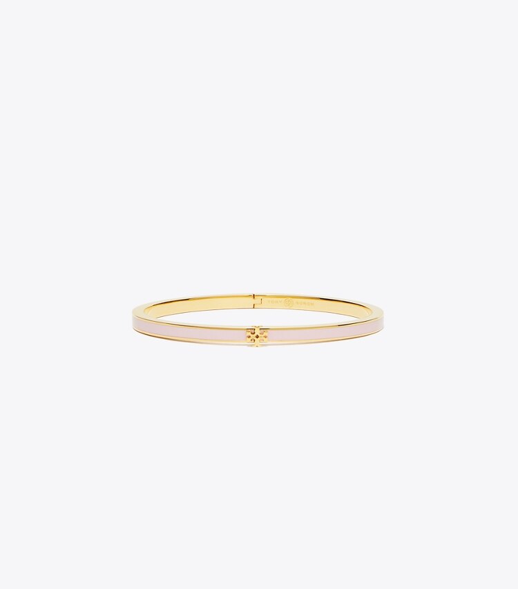 Tory Burch designer bracciali Braccialetto Kira smaltato a trama sottile in Tory Gold / Pink Snow front
