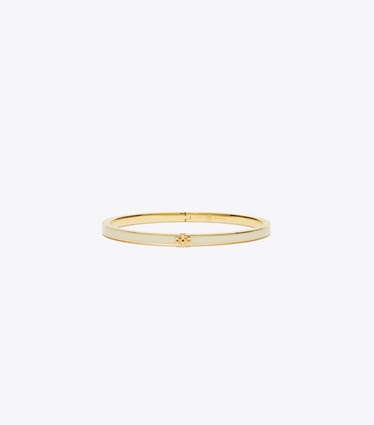 Tory Burch designer bracciali Braccialetto Kira smaltato a trama sottile in Tory Gold / New Ivory front