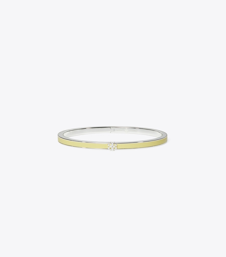Tory Burch designer bracciali Braccialetto Kira smaltato a trama sottile in Light Silver / Lemon Zest front