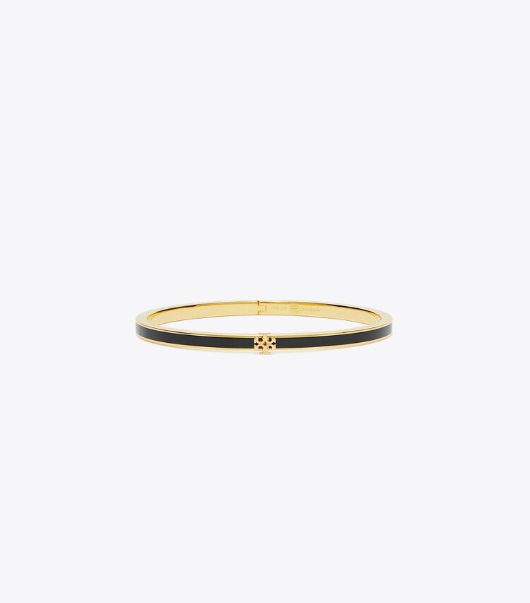 Tory Burch designer bracciali Braccialetto Kira smaltato a trama sottile in Tory Gold / Black front