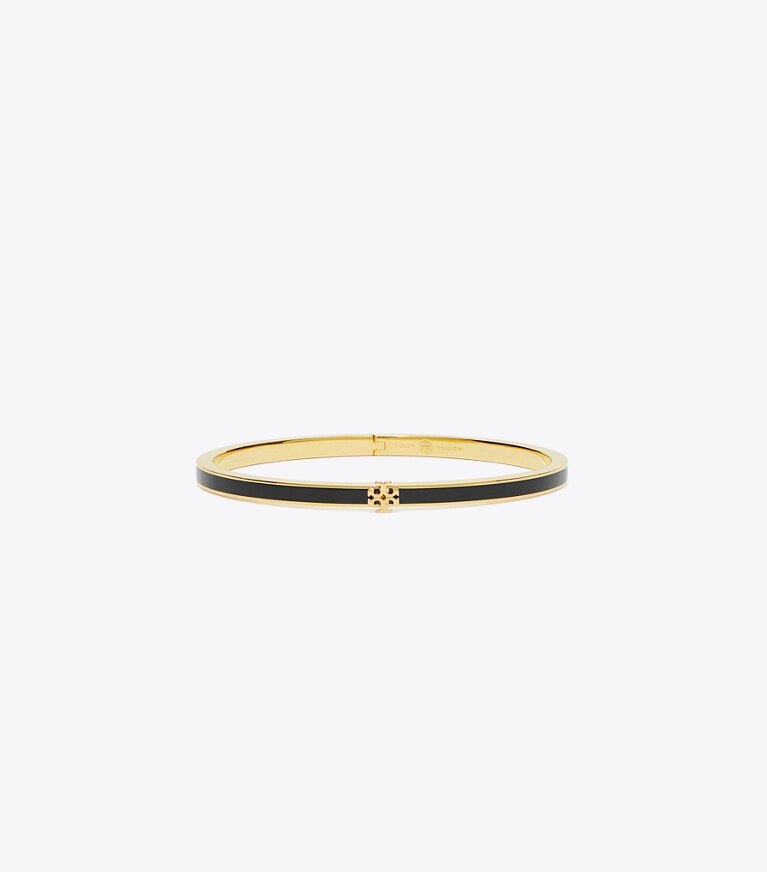 Tory Burch designer bracciali Braccialetto Kira smaltato a trama sottile in Tory Gold / Black front