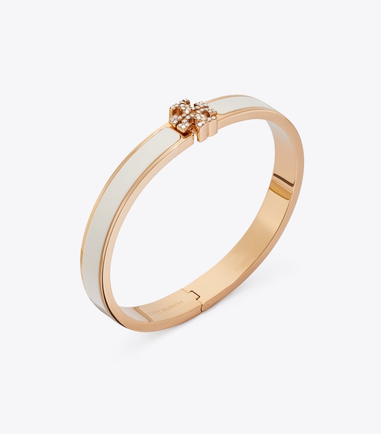 Tory Burch designer bracelets Bracelet Icon en émail avec pavé dans New Ivory / Tory Gold / Crystal détails