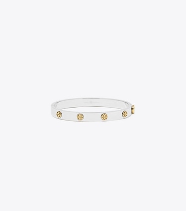 Tory Burch designer bracelets Bracelet à charnière Icon in Tory Silver / Tory Gold front