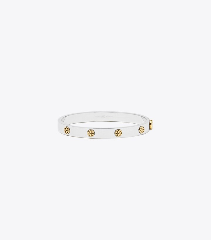 Tory Burch designer bracelets Bracelet à charnière Icon in Tory Silver / Tory Gold front