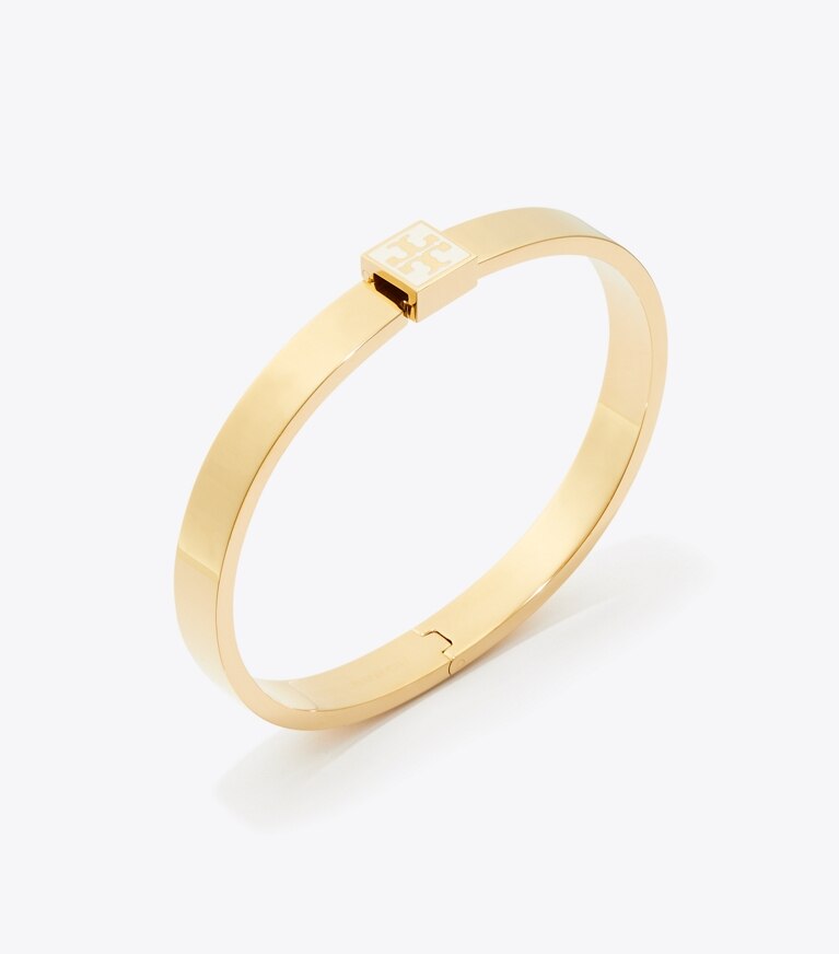Tory Burch designer bracelets Bracelet à logo émaillé dans Tory Gold / New Ivory détails
