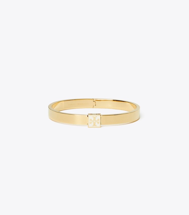 Tory Burch designer bracelets Bracelet à logo émaillé dans Tory Gold / New Ivory de face