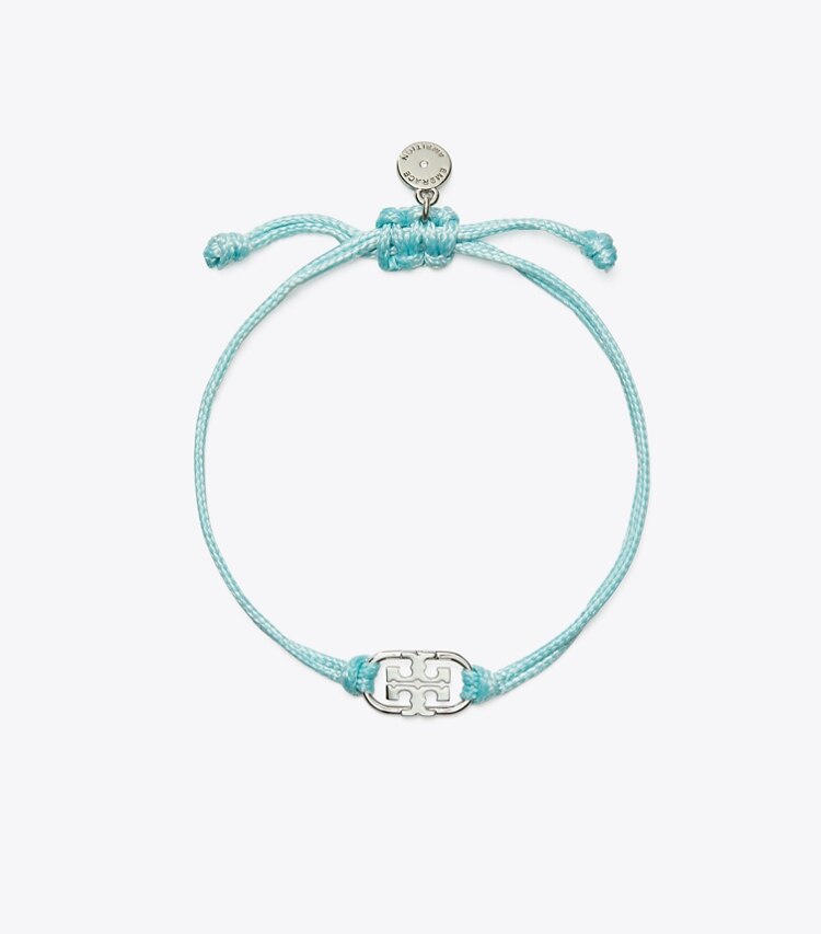 Tory Burch designer bracelets Bracelet à logo Embrace Ambition dans Tory Silver / Light Blue de face