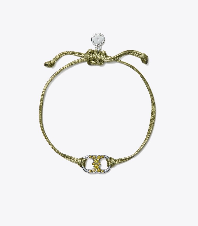 Tory Burch designer bracelets Bracelet à pavé Embrace Ambition dans Green / Crystal de face