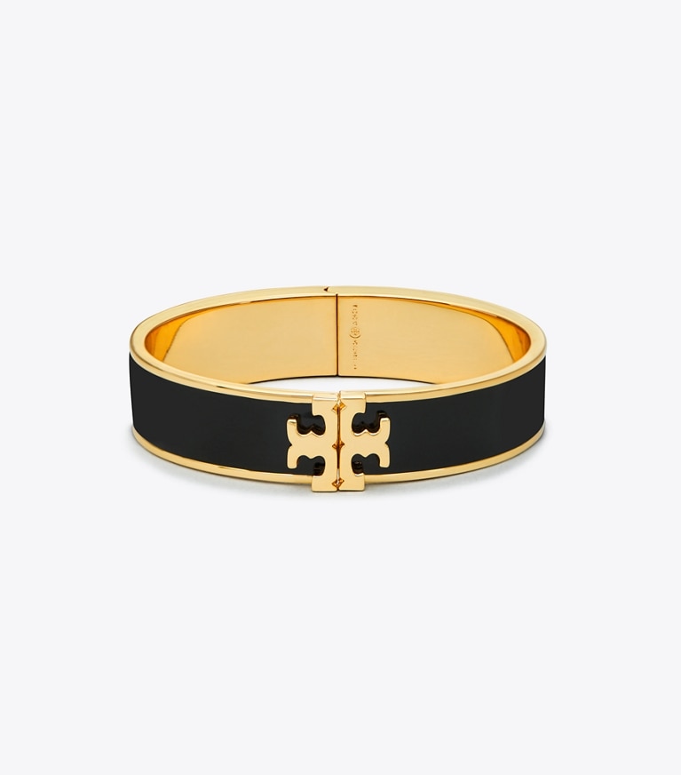 Tory Burch designer bracelets Bracelet émaillé Kira dans Black/Tory Gold de face