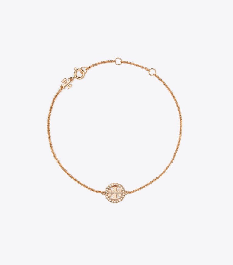 Tory Burch designer bracelets Bracelet chaîne Icon pavé in Rose Gold / Crystal front